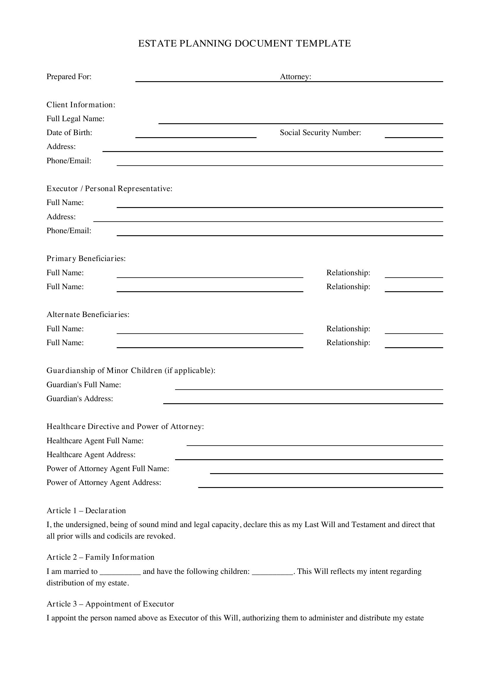 Estate Planning Template