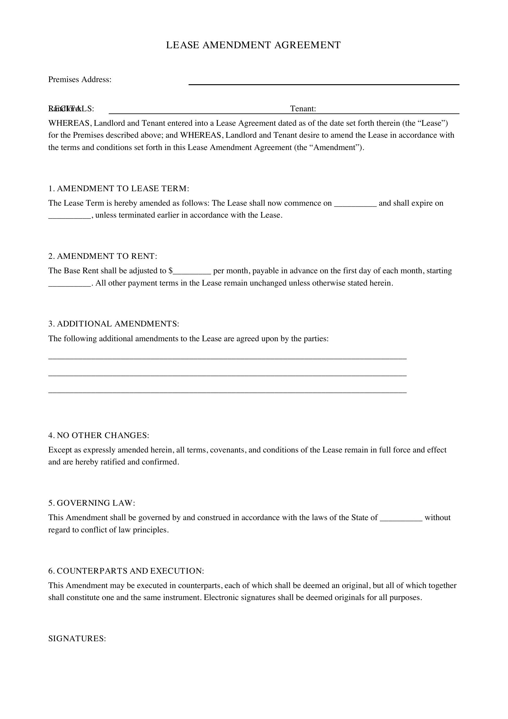 Lease Amendment Template