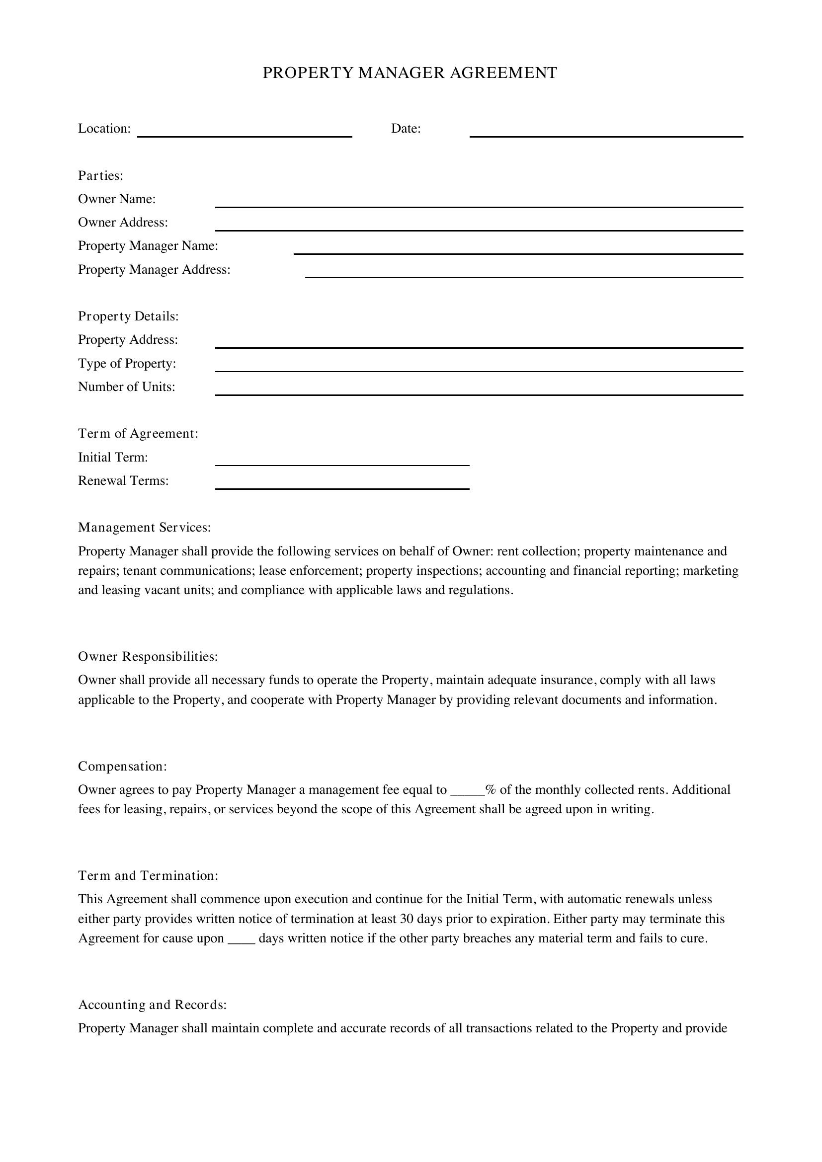 Property Manager Contract Template