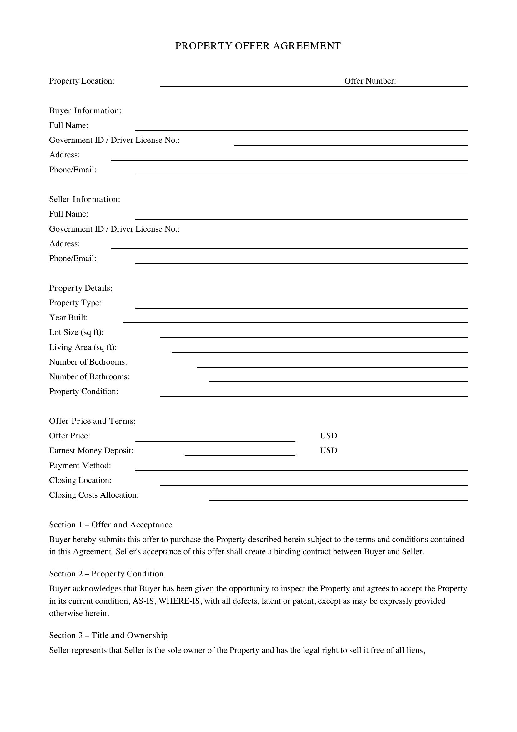 Property Offer Template