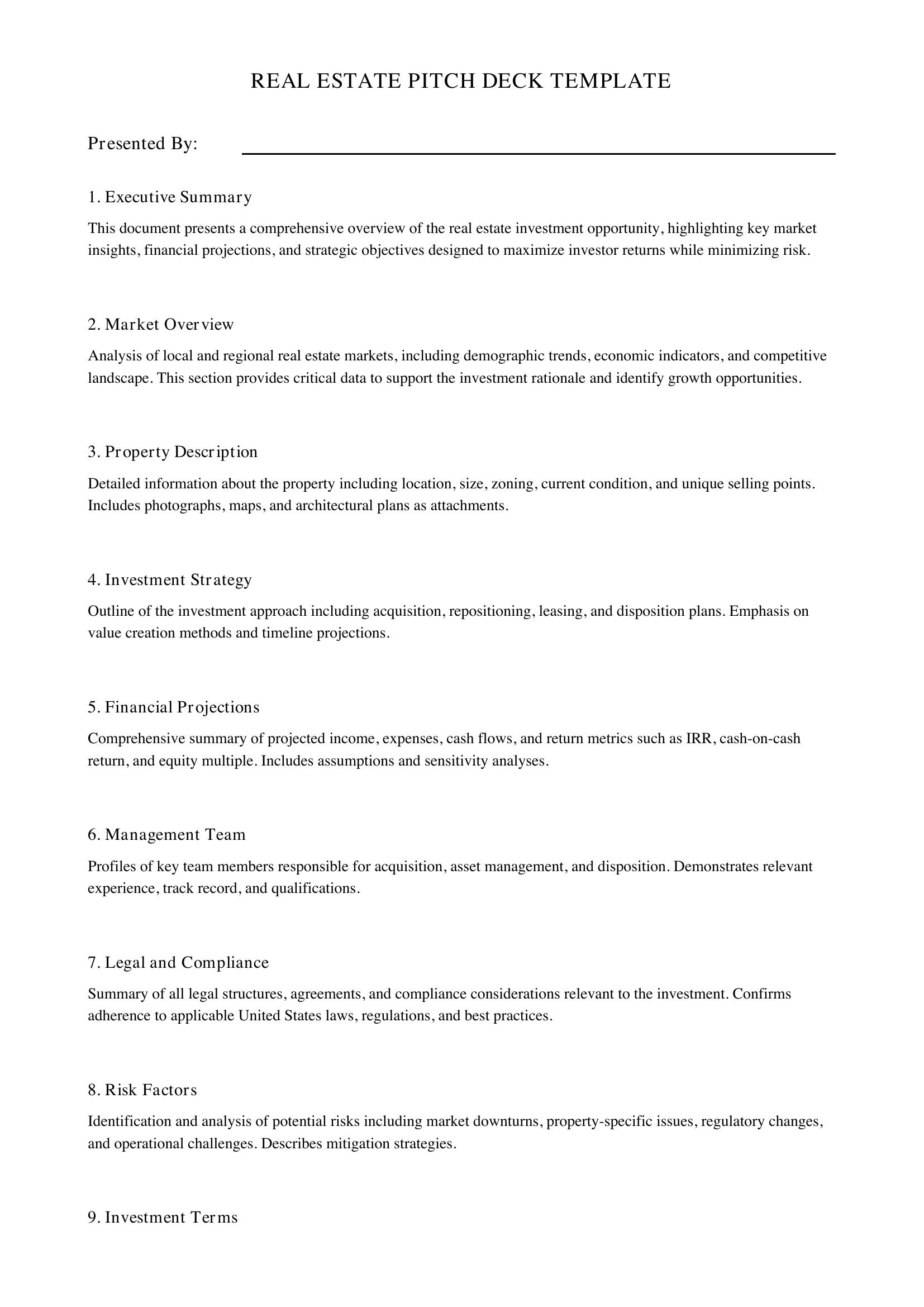 Real Estate Pitch Deck Template