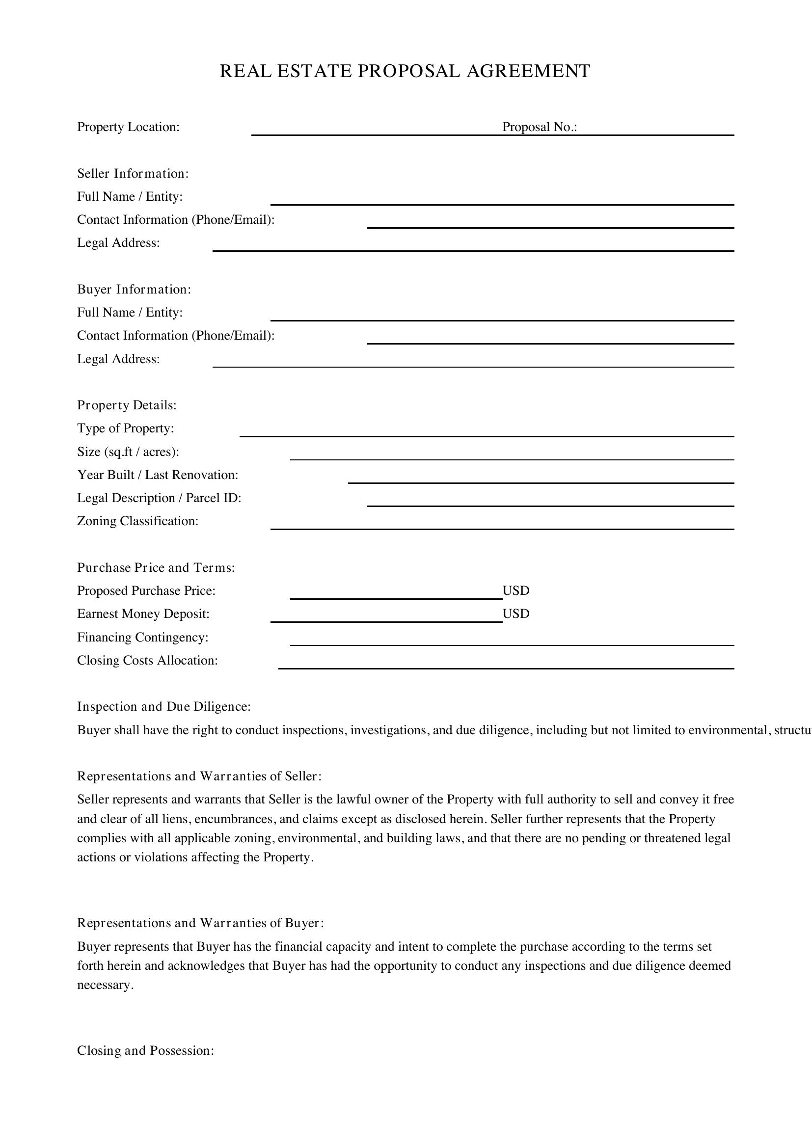 Real Estate Proposal Template