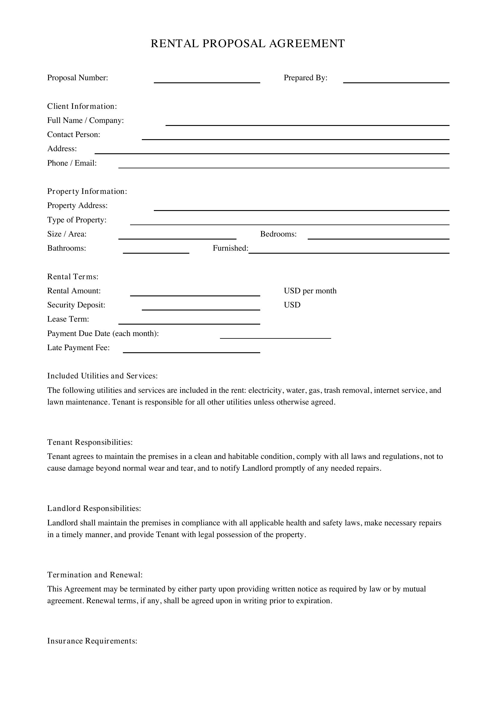 Rental Proposal Template