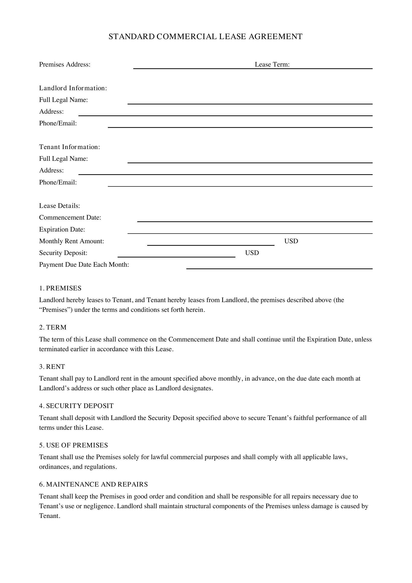 Sc Lease Agreement Template
