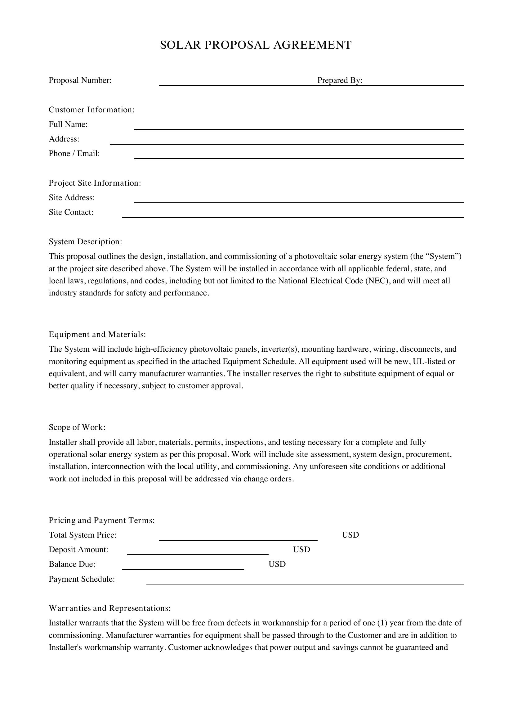 Solar Proposal Template