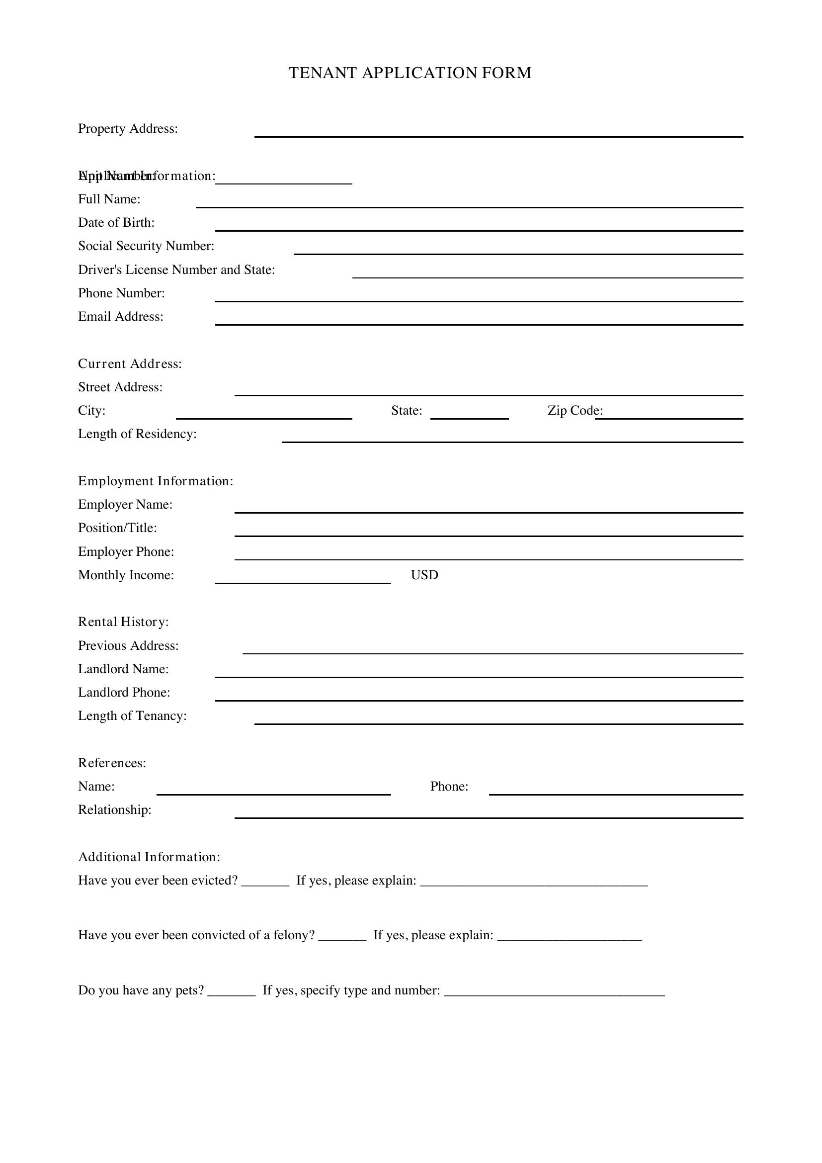 Tenant Application Template
